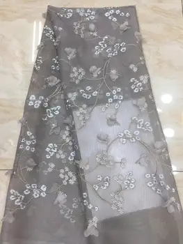 

High Quality 2019 African French Net Lace Fabric Embroidered Nigerian Lace Fabric 5Yards Guipure Cord Lace With Stones