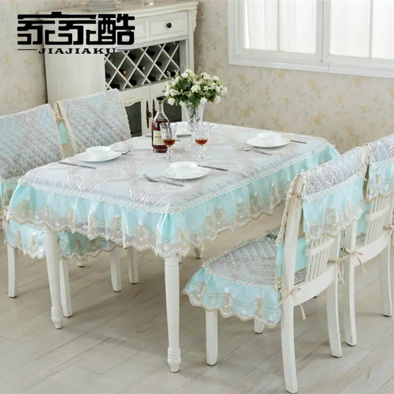 

JIAJIAKU Brand Customized Lace Skirt Tablecloth SET Jacquard Fabric Furniture Cover Table Cloth Chair Seat Pads Home Decoration