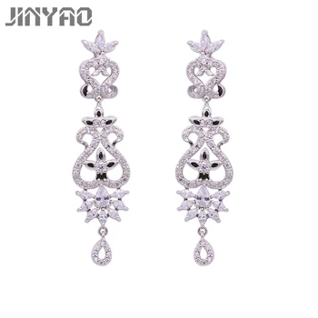 

JINYAO Luxury Earrings For Women Bridal Sparkling Zircons Rhinestones Stud Earrings Wedding Accessories Jewelry