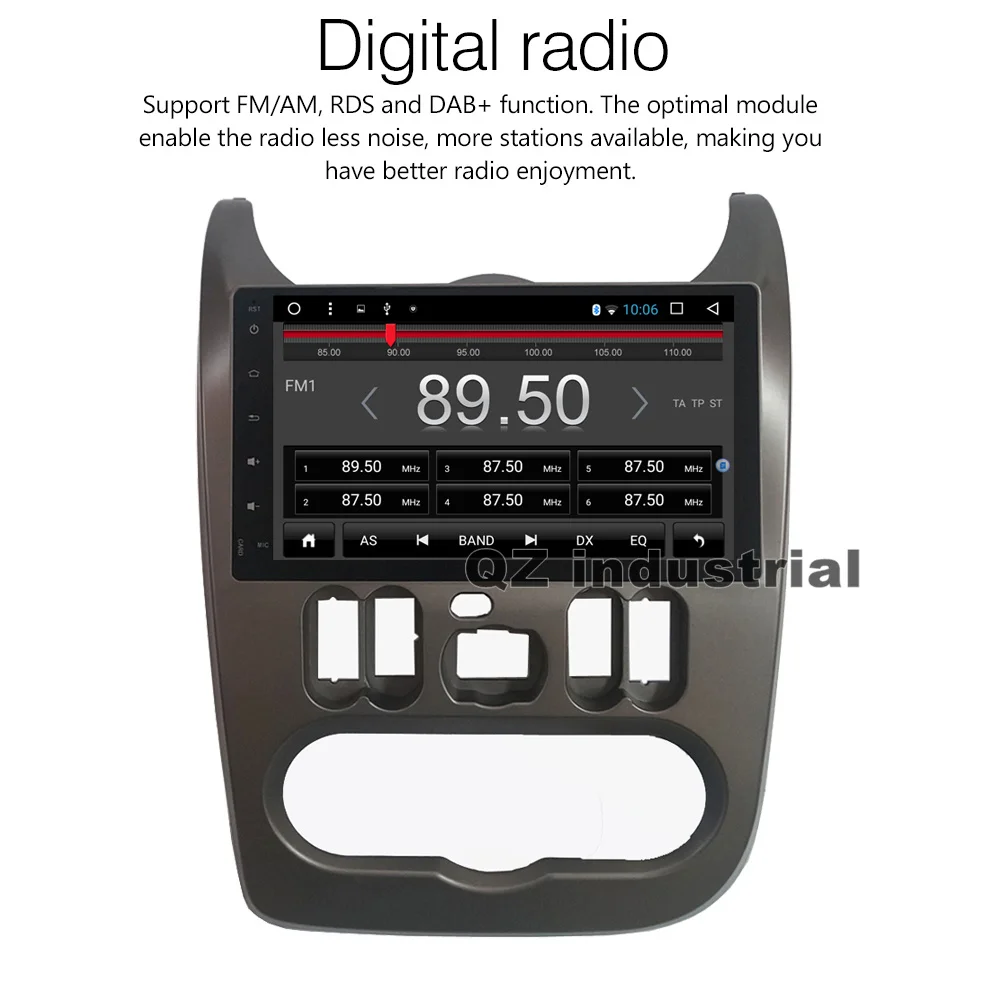 Discount QZ industrial Gray HD 9inch Android 8.1 T3 car dvd player For Renault Logan Sandero Duster with GPS 3G 4G WIFI Radio SWC RDS Map 2