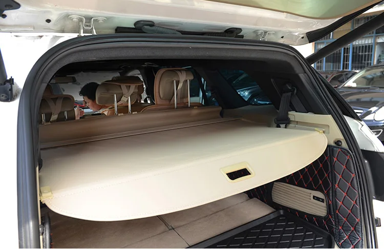Для Ford Everest алюминий+ холст задний грузовой Чехол конфиденциальности багажник экран безопасности Щит Аксессуары для защиты от солнца - Цвет: Beige