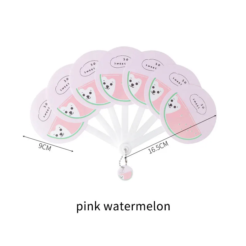 Милый фруктовый узор 1 шт. круговой детский подарок для студентов летние поставки портативный пластиковый складной Вентилятор ручной вентилятор - Цвет: pink watermelon