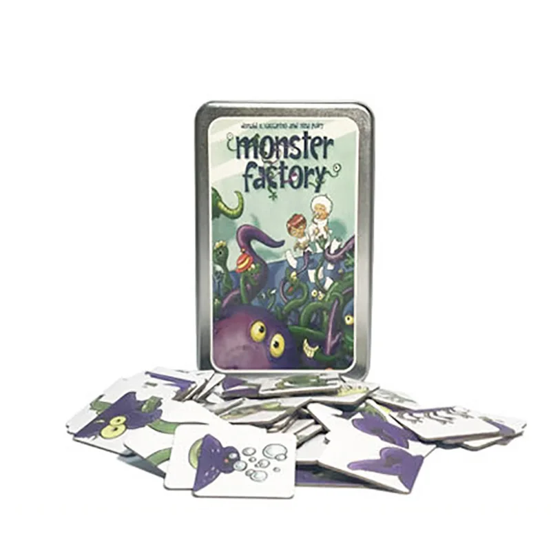 Ceny 2 6 graczy śmieszne karty gry Monster Factory gra planszowa papier wysokiej jakości gra na imprezę rodzinne metalowe pudełko