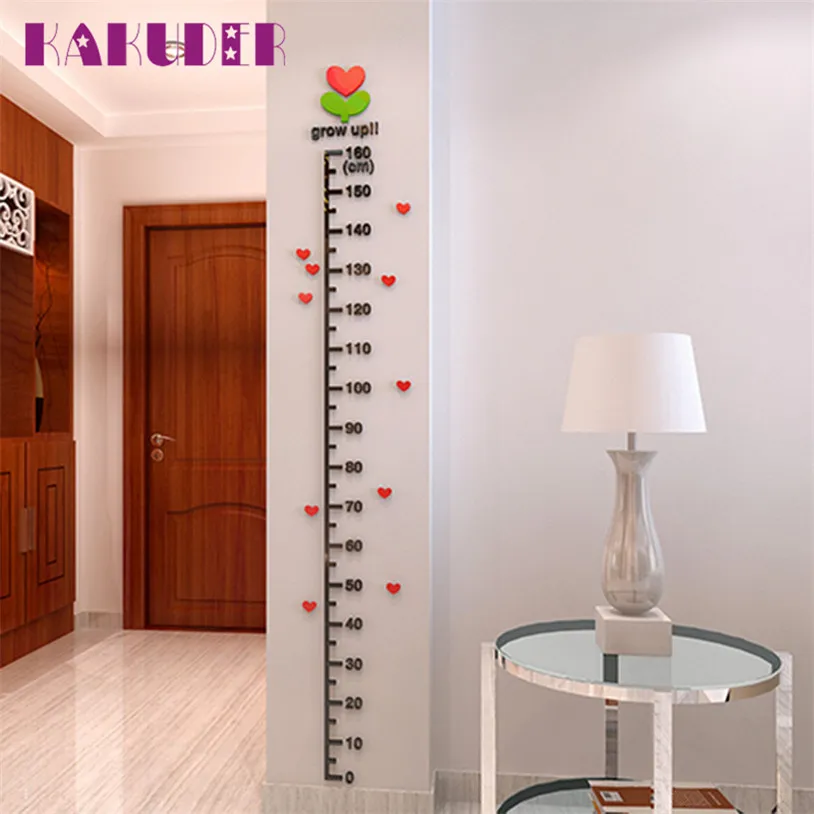 wall sticker home Deco Height Ruler Measure Chart DIY 3D Acrylic