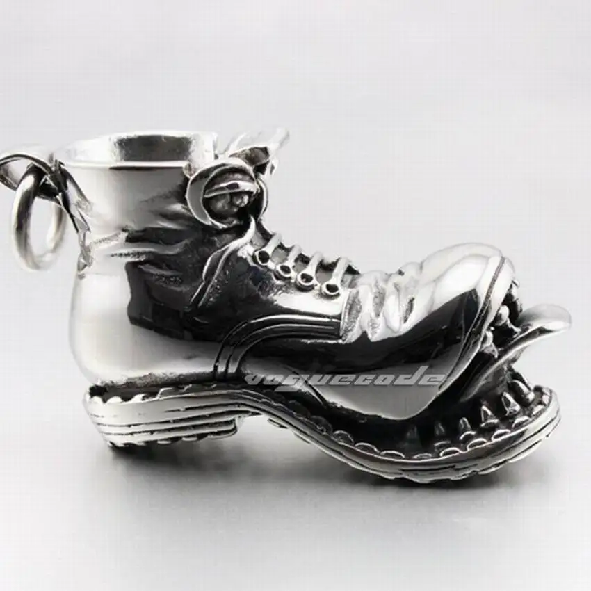 Bota De Acero Inoxidable 316L Para hombres Calavera Biker Rocker Punk Colgante 4S026A 24/"
