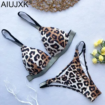 

AIUJXK Summer Flare Sexy Leopard Biquini Push Up Bra And Panty Set Women Lingerie 2 Piece Swimsuit Female 2019 Beach Underwear