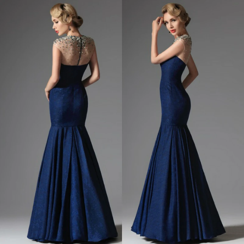 

sexy see through vestido de festa 2017 new hot high neck cap sleeve crystal beading long evening party dress robe de soiree