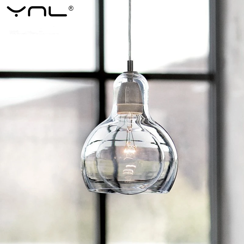 YNL современный Лофт шнур подвесные светильники прозрачное стекло абажур потолочные светильники с E27 ретро Edison Лампа Внутреннее освещение домашний декор