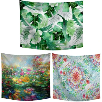 

Green Plant Print Tapestry Polyester Cactus Flower Cactus Pattern Dormitory Bed Family Yoga Mat Bedroom Wall Decoration Blanket