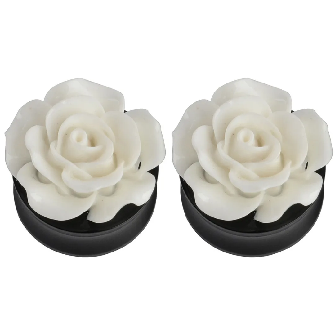 1Pair Rose Acrylic Double Saddle Ear Plugs Fashion r Ear Gauge Plugs Tunnels Stretcher Expander For Women Jewelry 8mm-25mm