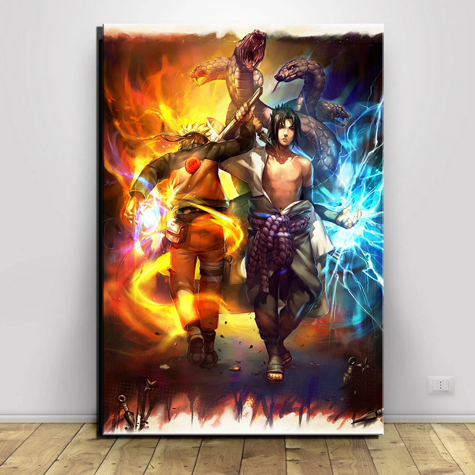 Anime-Naruto-y-Uchiha-Sasuke-lienzo-pintura-HD-imagen-de-impresi-n-decoraci-n-de-pared