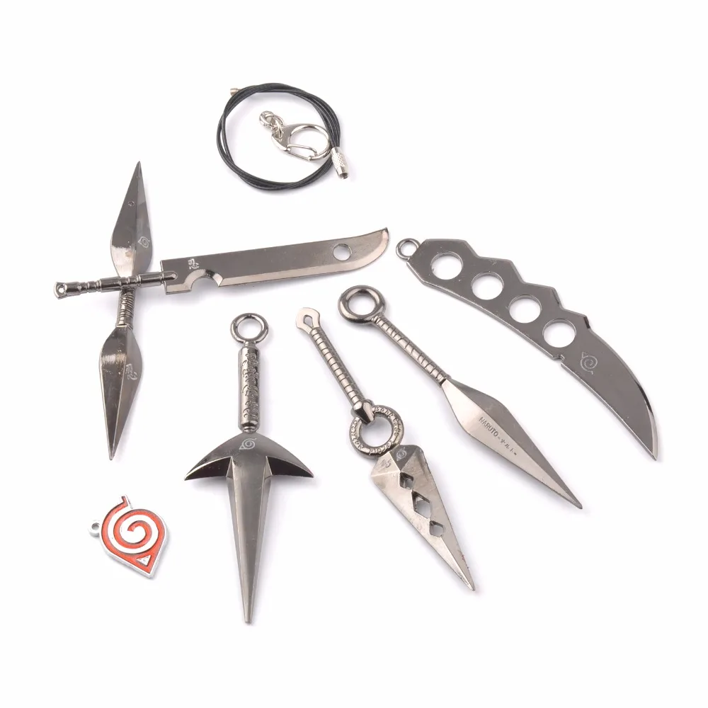 7 шт. Наруто мини металлическое оружие Модель Хатаке Какаши Deidara Kunai Shuriken меч кунай нож набор косплей игрушки коллекции подарок