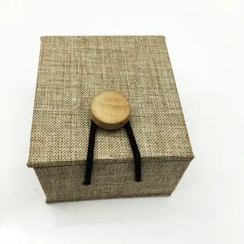 

YEACI 9pcs /Lot 68*60*43mm High Quality Wooden Square Rings Boxs Linen Jewelry Display Box Wholesale B-082