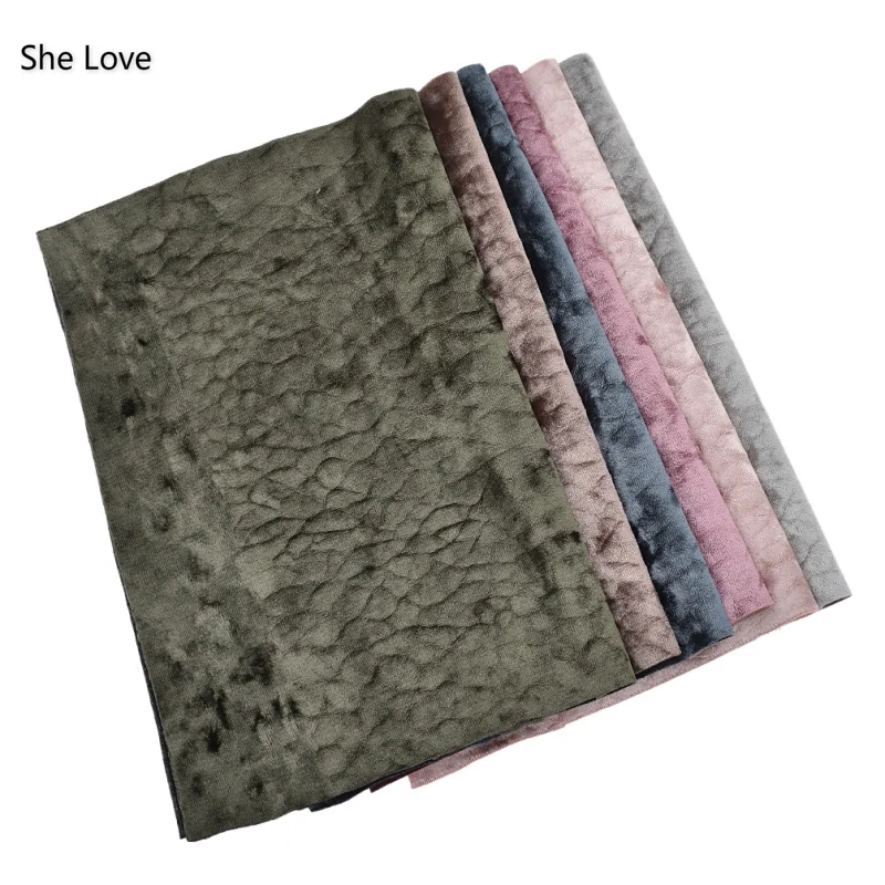 She Love искусственная кожа личи зерна бархат ткань швейная одежда ткани DIY