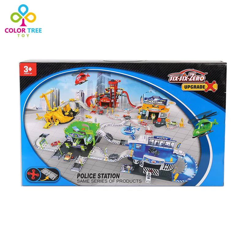 

74 Pcs Police Station Parking Garage with Elevator Toys for Children