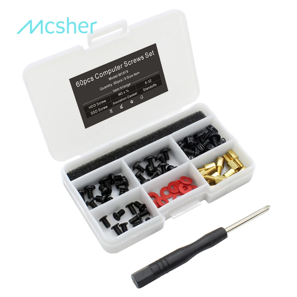 60pcs Personal Computer Screw Standoffs Set Kit for Motherboard Box HDD