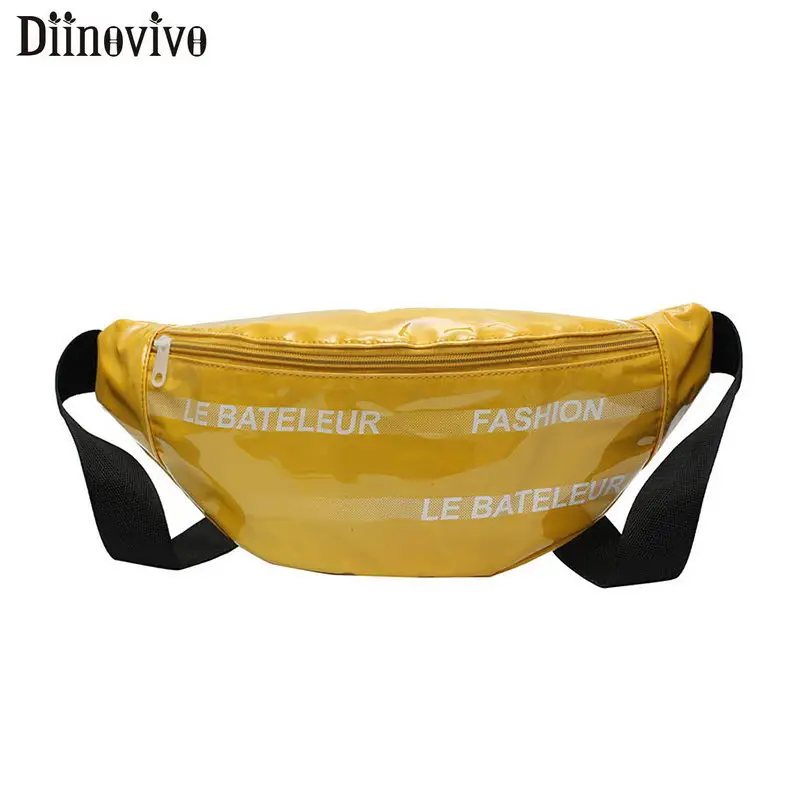

DIINOVIVO Jelly Waist Bag Fashion Letter Print Fanny Pack Summer Beach Banana Bag Women's Bag Travel Chest Bag Female WHDV1084