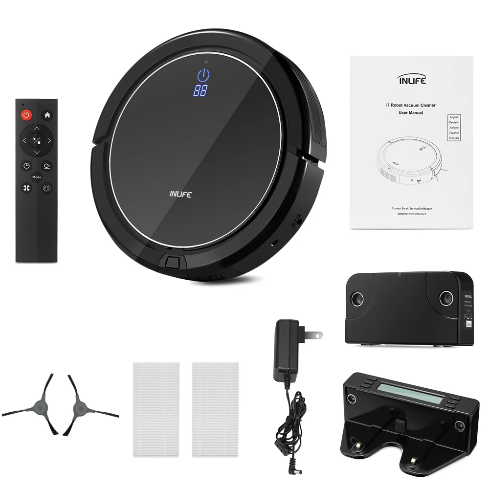 Inlife I7 Intelligent Robotic Vacuum Cleaner With Strong Suction Automatic Charging Remote Control Dust Sterilize Cleaner