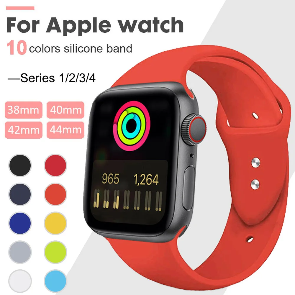 Ремешок для Apple Watch 38 мм 42 мм iWatch 4 ремешок 40 мм 44 мм спортивный силиконовый ремень браслет Apple ремешок для часов серии 5 4 3 2 аксессуары