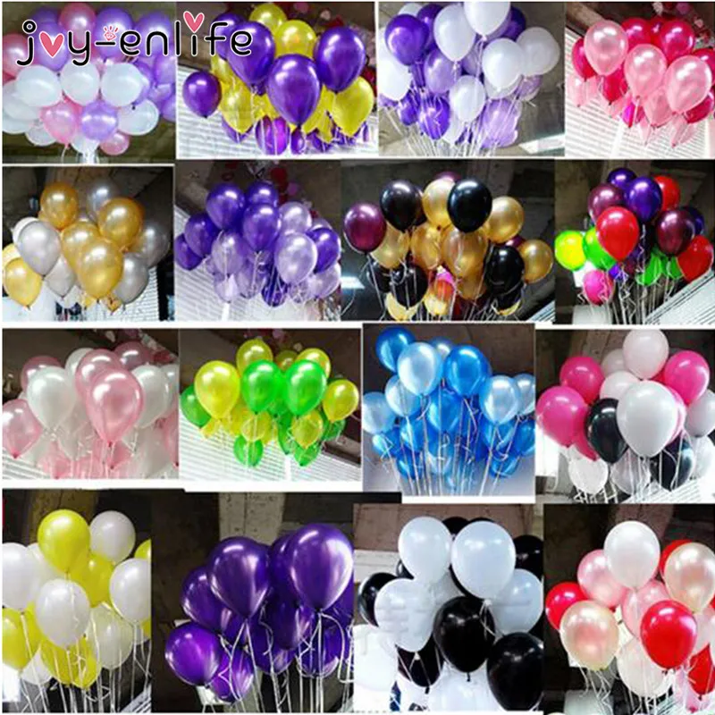 

JOY-ENLIFE 100pcs 10 Inch 1.8g Birthday/Wedding Supply Latex Balloons Colorful Party Latex Air Baloon/Ballon Kids Inflatable Toy
