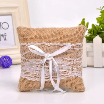 

Bridal Wedding Ring Pillow Cushion Linen Pocket Ring Pillow Holder Rustic Wedding Decoration Party Supplies RP004