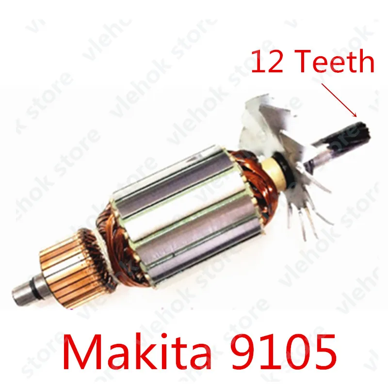 AC 220V 240V 12 Teeth Armature Rotor replace for Makita 9105 Straight