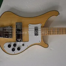 Топ завод QShelly на заказ натуральный RK 4003 клен тело шеи через Треугольник инкрустация белый/черный Связывание Рик электрическая бас гитара