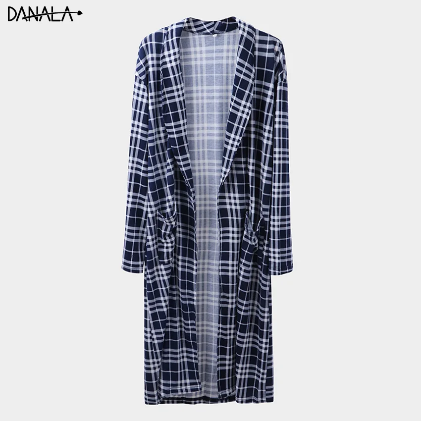 

DANALA Striped Casual Sleeping Robes For Men Summer 2019 Elegant Comfortable Home Robes Male Home Clothes For Men