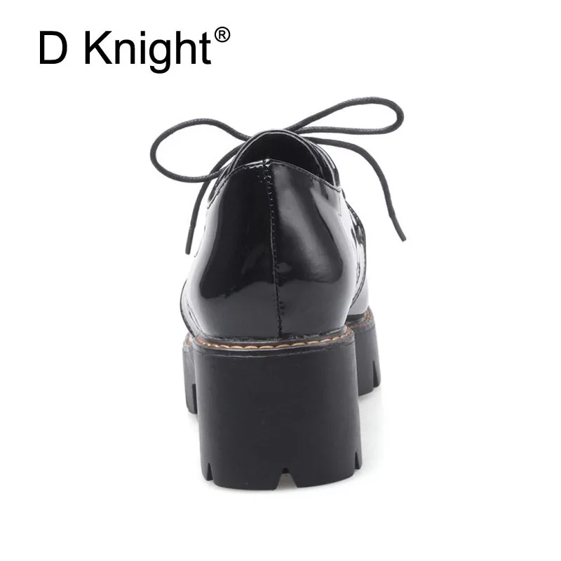 D Knight Patent Leather Platform Oxfords Shoes Woman High Square Heels Pumps Shoes Fashion Office Casual Oxford Shoes For Women (10)