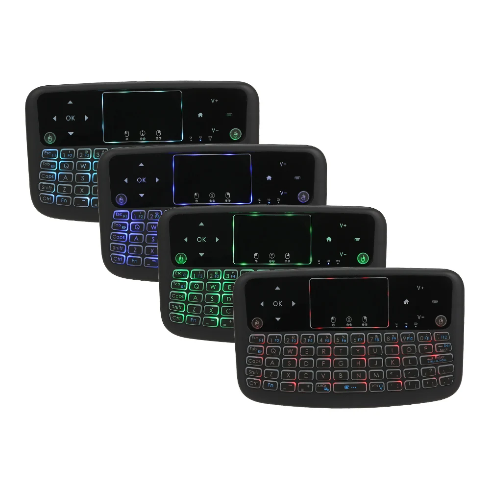 

Remotee control Mini 2.4GHz 4 Color Backlit Air Mouse Wireless Keyboard Touchpad Keyboard For Android TV Box Smart TV PC