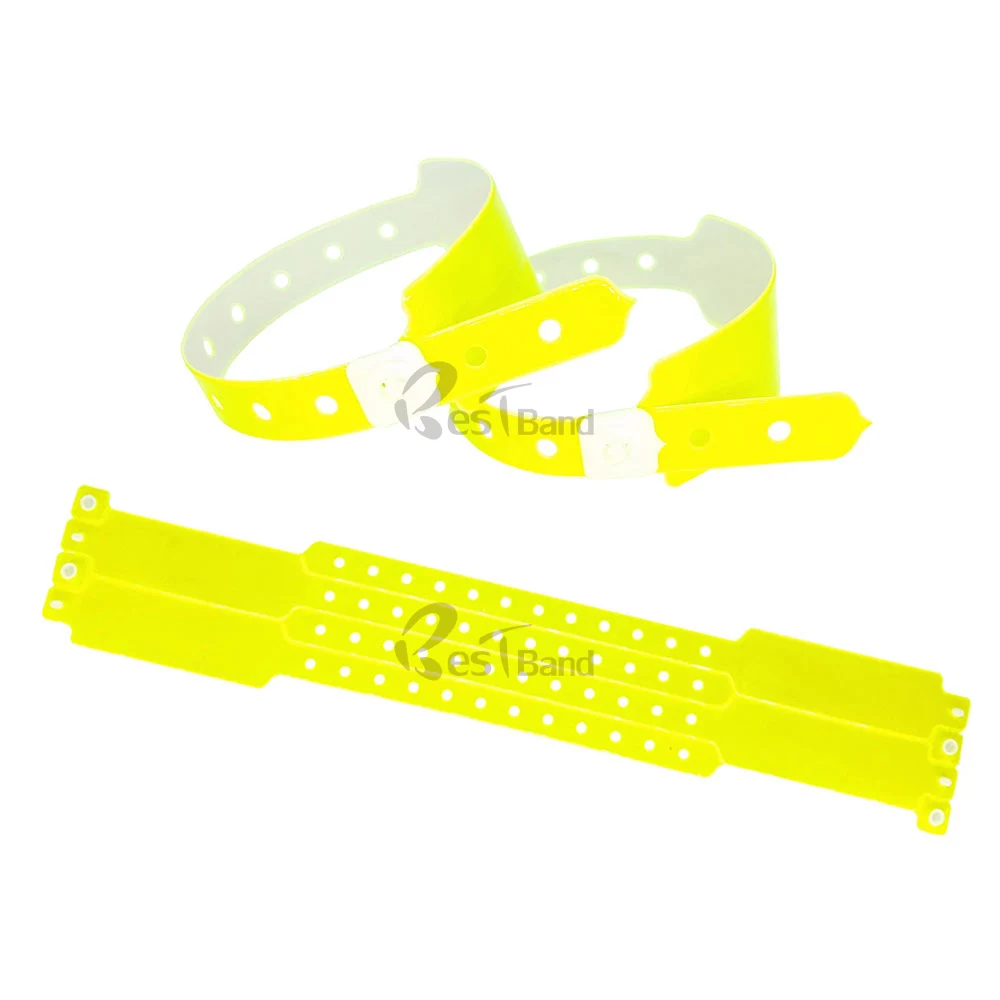 1000 Custom Printed Neon Yellow 1" Tyvek Paper Wristbands for Events,Festivals 