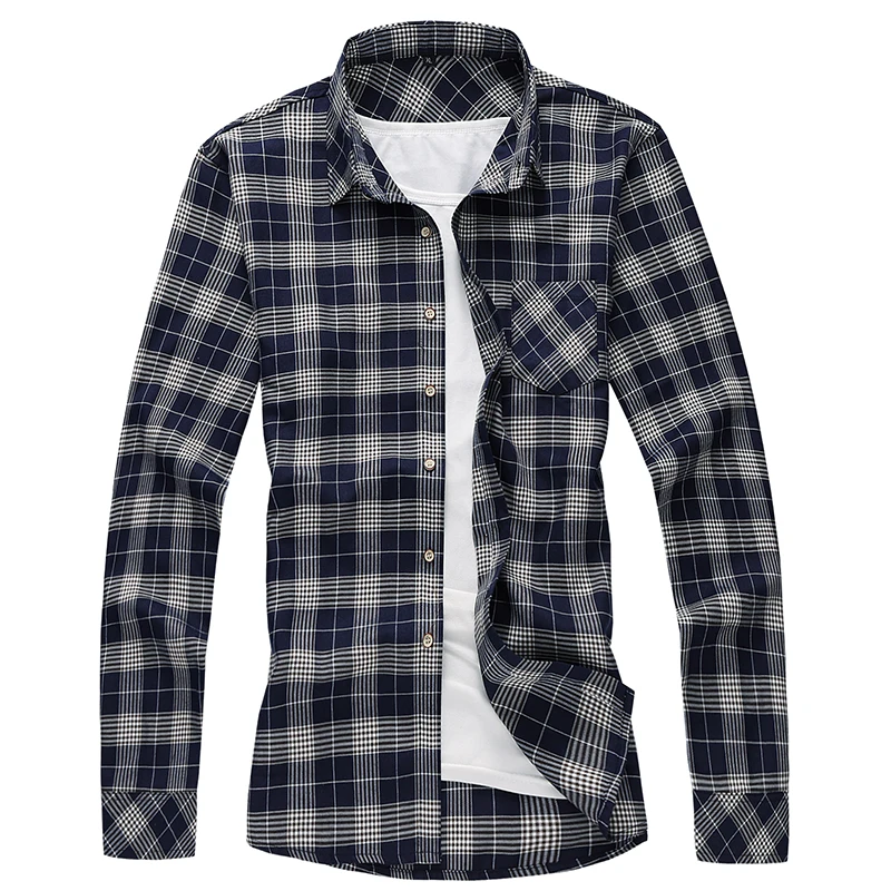 На каждый день, 3 цвета Рубашки в клетку Для мужчин Осень Повседневное хлопок тонкий длинный рукав рубашка мужская брендовая одежда размера плюс 5XL 6XL 7XL