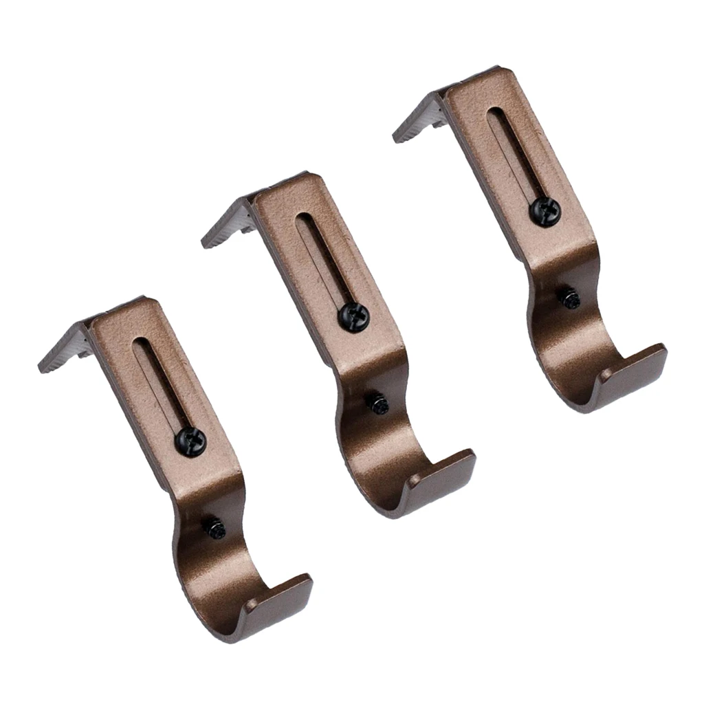 Set of 3 Adjustable Metal Drapery Curtain Rod Bracket Holder for 25mm Rod,Sturdy Steel Curtain Rod Holder Accessories