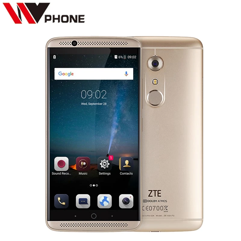 Оригинальный мобильный телефон zte Axon 7 4G LTE Snapdragon 820 5 &quot2 K 2560X1440 ram 64/128G rom 20.0MP сканер