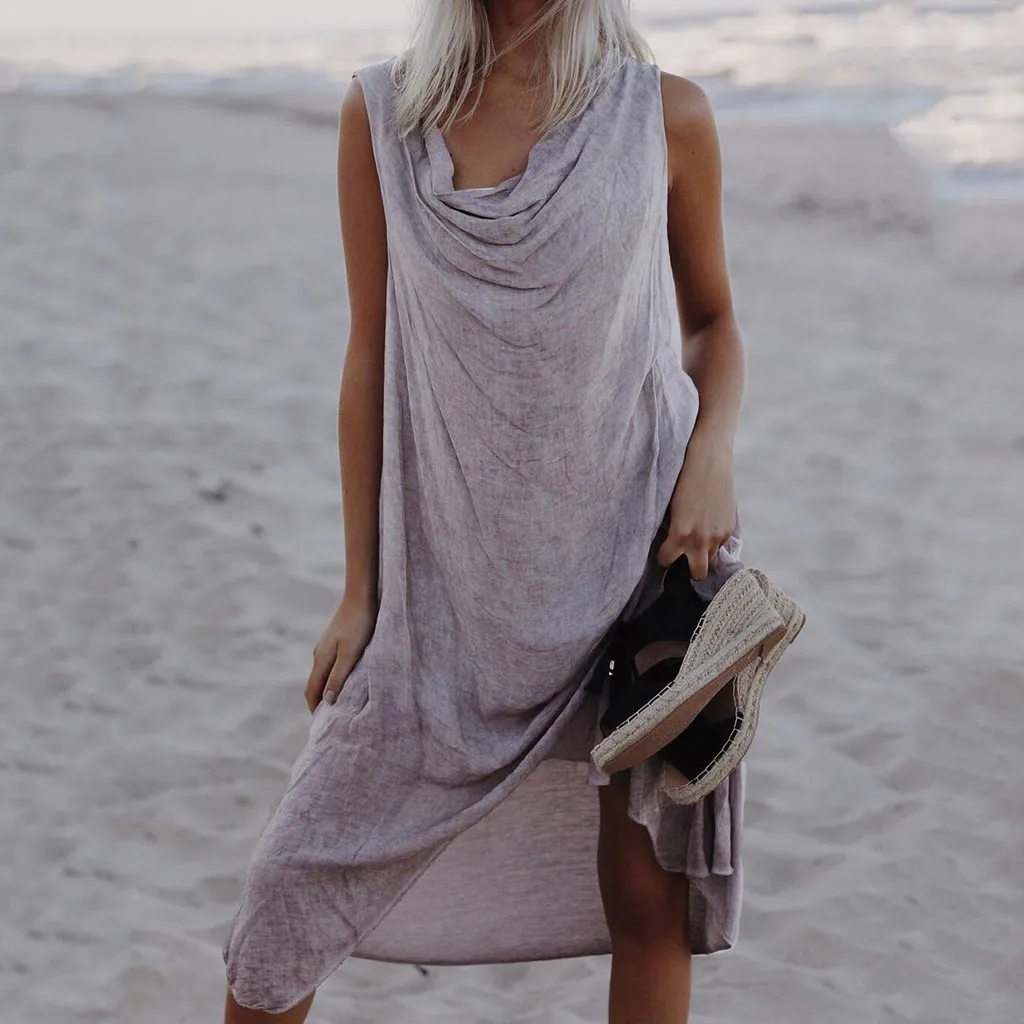 

Women Gypsy Dresses Robe Summer Beach Holiday Maxi Dress Long Sleeve V-neck Ethnic Boho Cotton Linen Polyester