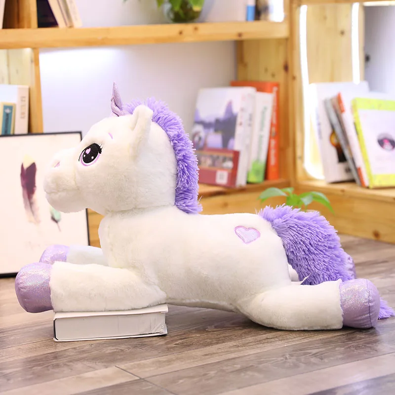 85cm/100cm White Unicorn Plush Toys Giant Unicorn Stuffed Animal Horse Toy Soft Unicornio Peluche Doll Gift Children Photo Props - Color: Red