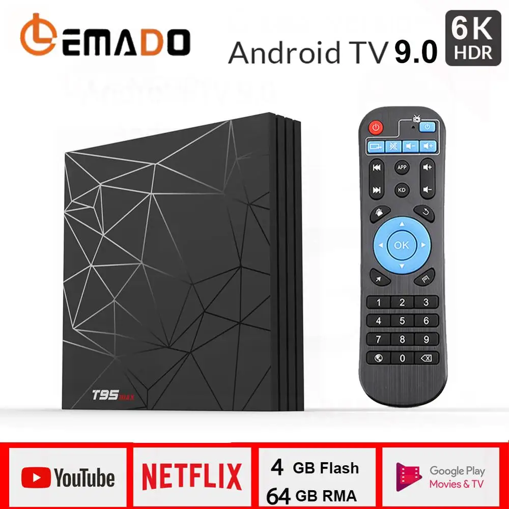 

LEMADO T95 Max TV BOX Android 9.0 3D 4GB 32GB 64GB Allwinner H6 Quad Core Support 2.4G WIFI 6K HDR Set Top Box Smart TV Box