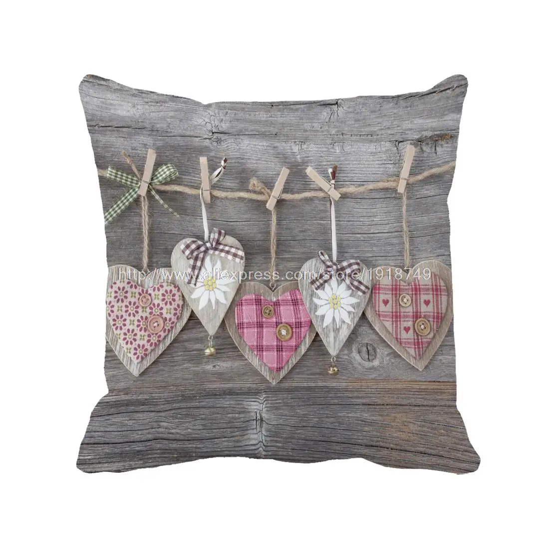 various heart shape printed wooden wedding home decorative cushion covers shabby chic gery throw ...