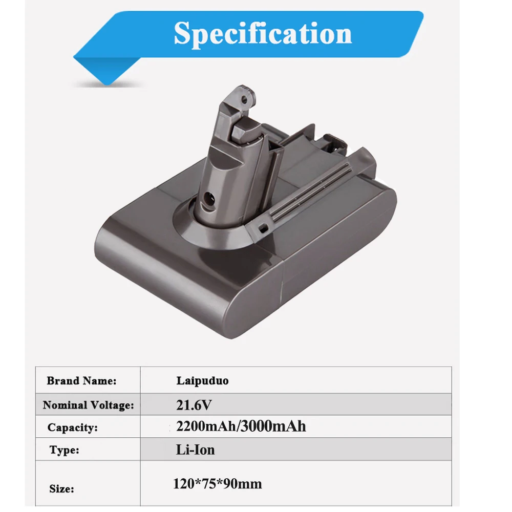 21,6 V 3000 мА/ч, Батарея для Dyson V6 DC61 DC62 DC58 DC59 DC74 SV03 SV07 SV09 965874-02 Li-Ion вакуум уборщик Батарея