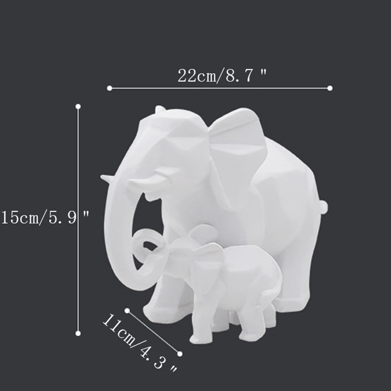 Скандинавские минималистичные геометрические фигурки слонов для мамы и сына, украшения из смолы, украшения для дома, крыльца, декор для гостиной, подарки