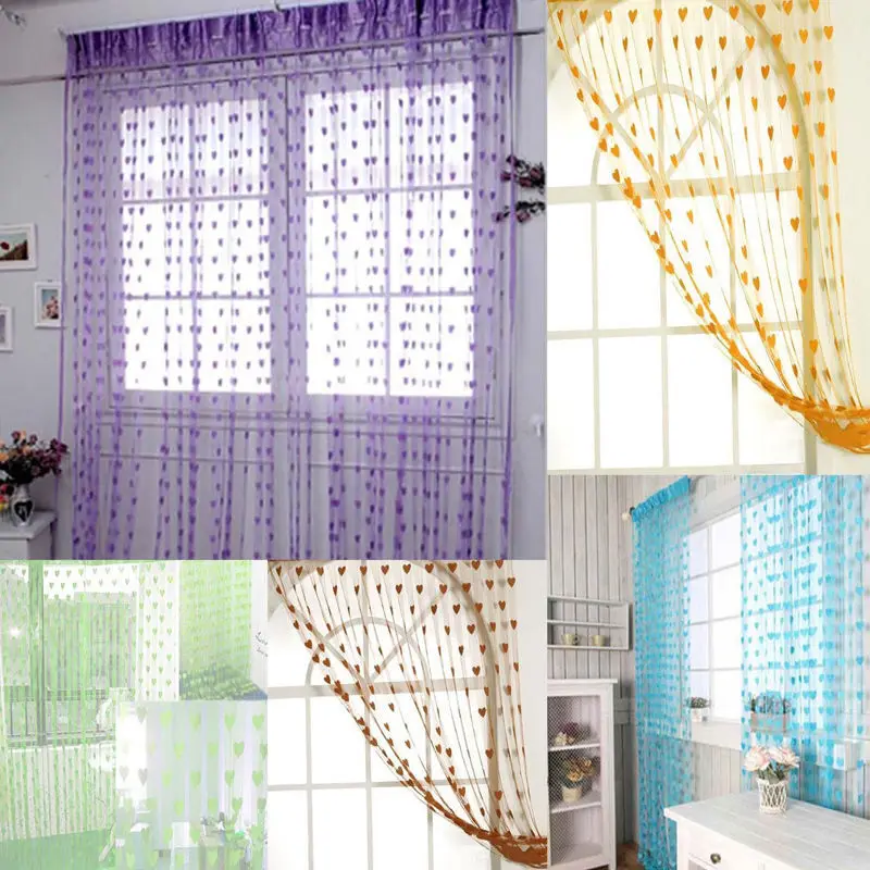 

String Curtain for Living Room Door Tassel Screen Room Divider Window Blind Drape Heart Panel Chinese Curtains