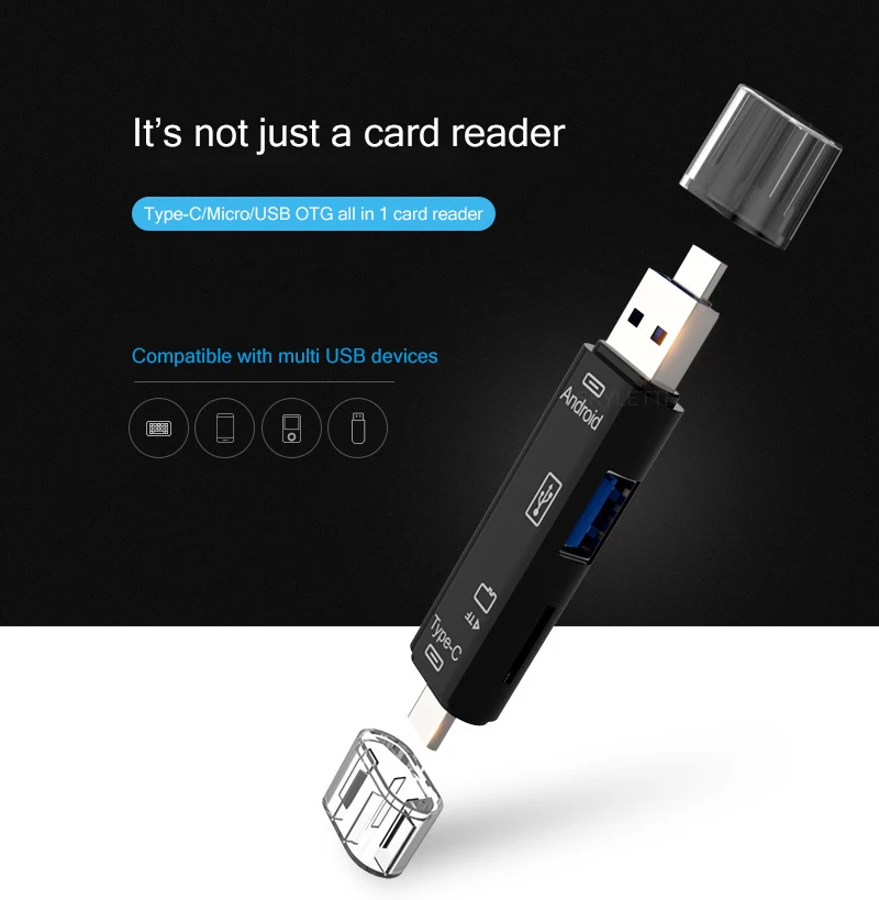 5 в 1 type-C Micro USB кард-ридер USB2.0 Женский OTG TF Micro SD кард-ридер для USB C Xiaomi 6 GALAXY S8 Macbook Pro