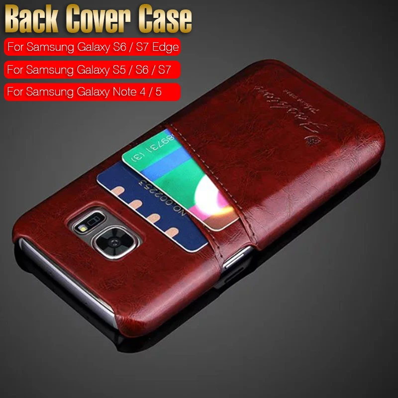  PU Leather Skin Back Hard Case Cover for Samsung Galaxy Note 5 4 S7/S6/S5/S7 Edge/S6 Edge Card Holder Vintage Style Phone Cases 
