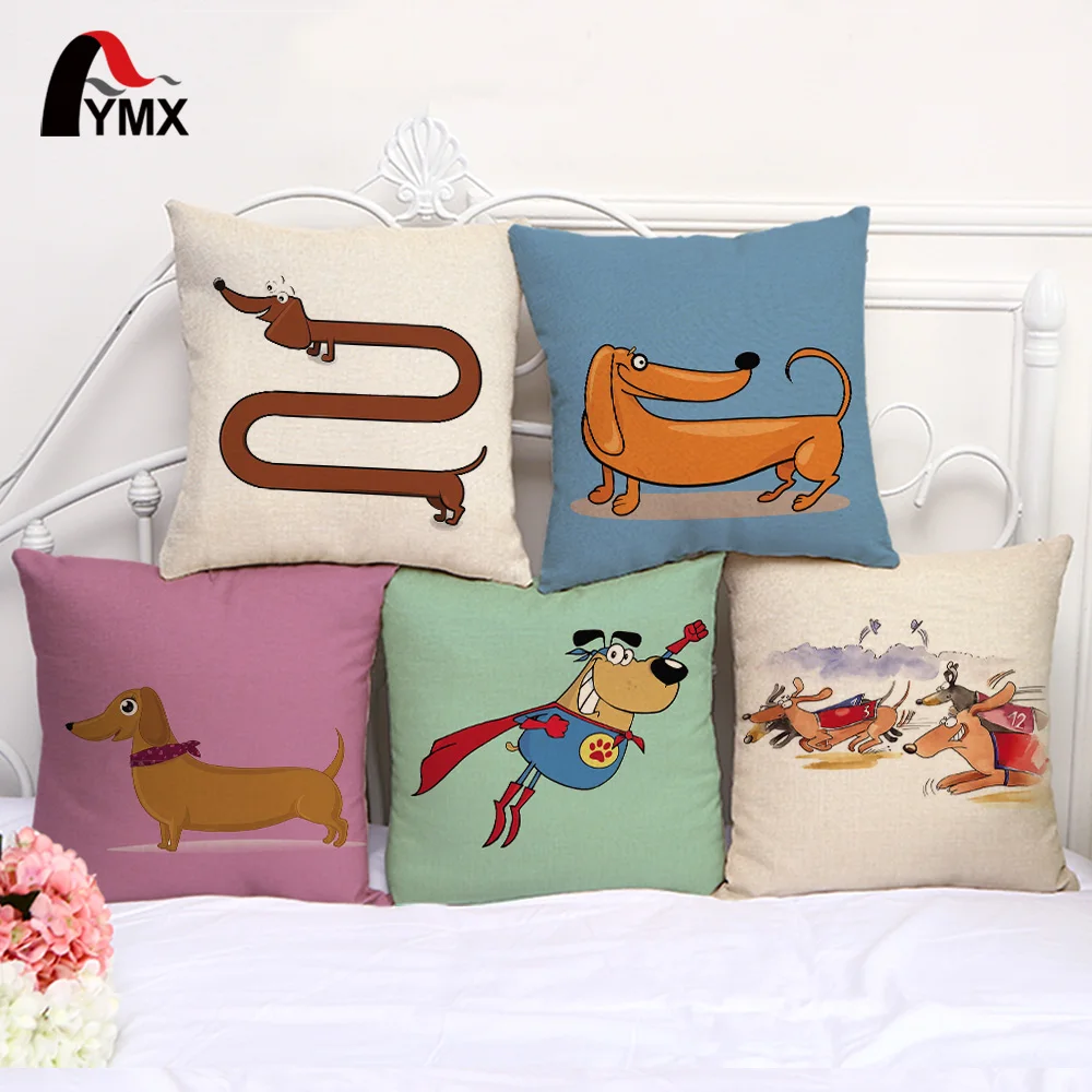 2 Pièce//set Lovely Cartoon Animal Cotton Linen Pillow Cover Case Home Décoration