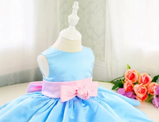 pink and blue combination dress