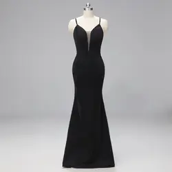 Элегантное Длинное Вечернее платье 2019 черный спагетти ремень vestido de festa вечернее платье для выпускного вечера вечерние платья халат De Soiree 1139