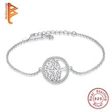 Роскошные 925 серебро дерево жизни круглый браслет с подвесками для женщин звено цепи регулируемые браслеты, свадебные украшения