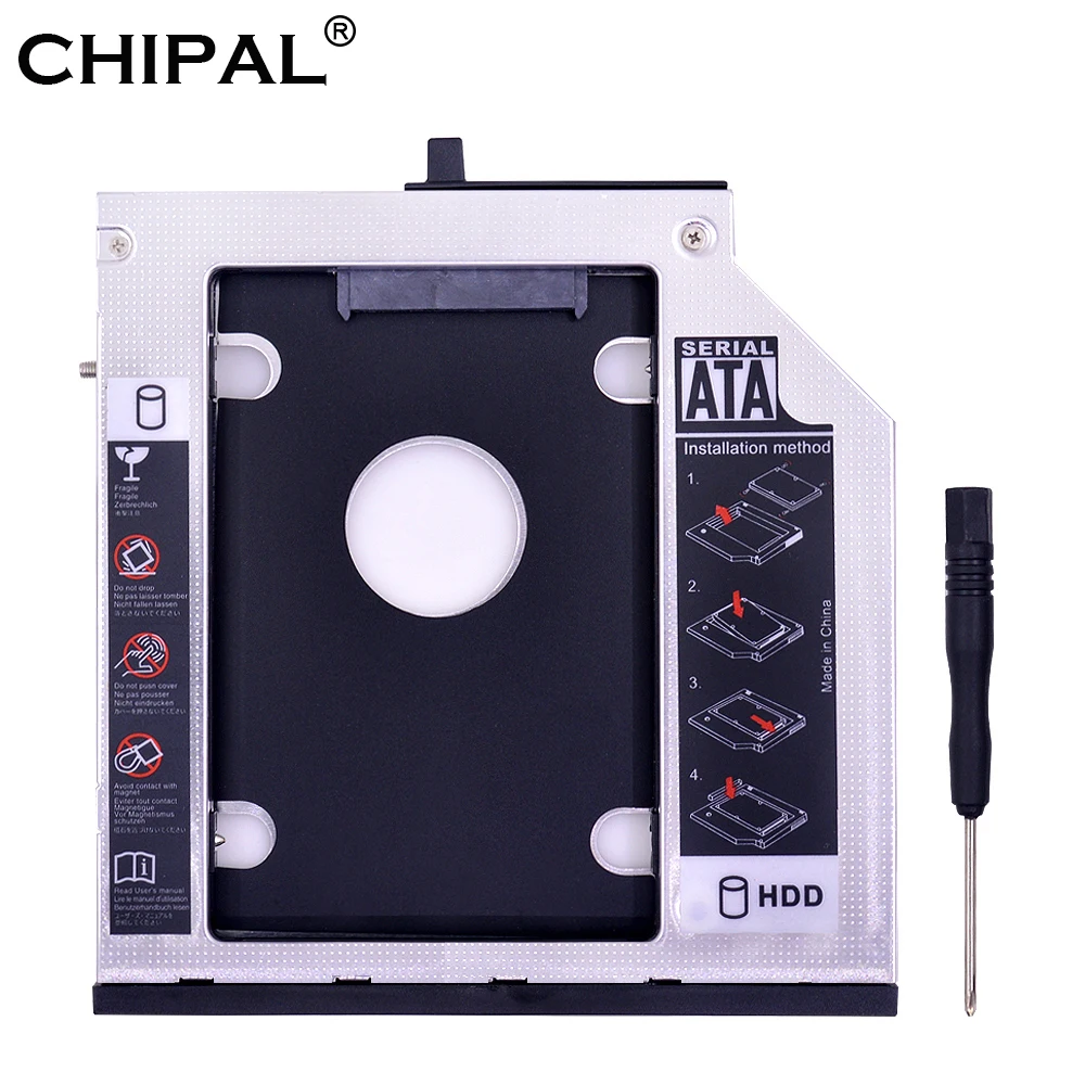 

CHIPAL Aluminum SATA 3.0 2nd HDD Caddy 9.5mm for 2.5" SSD Case HDD Enclosure for Lenovo ThinkPad T400 T500 W500 T410 ODD CD-ROM