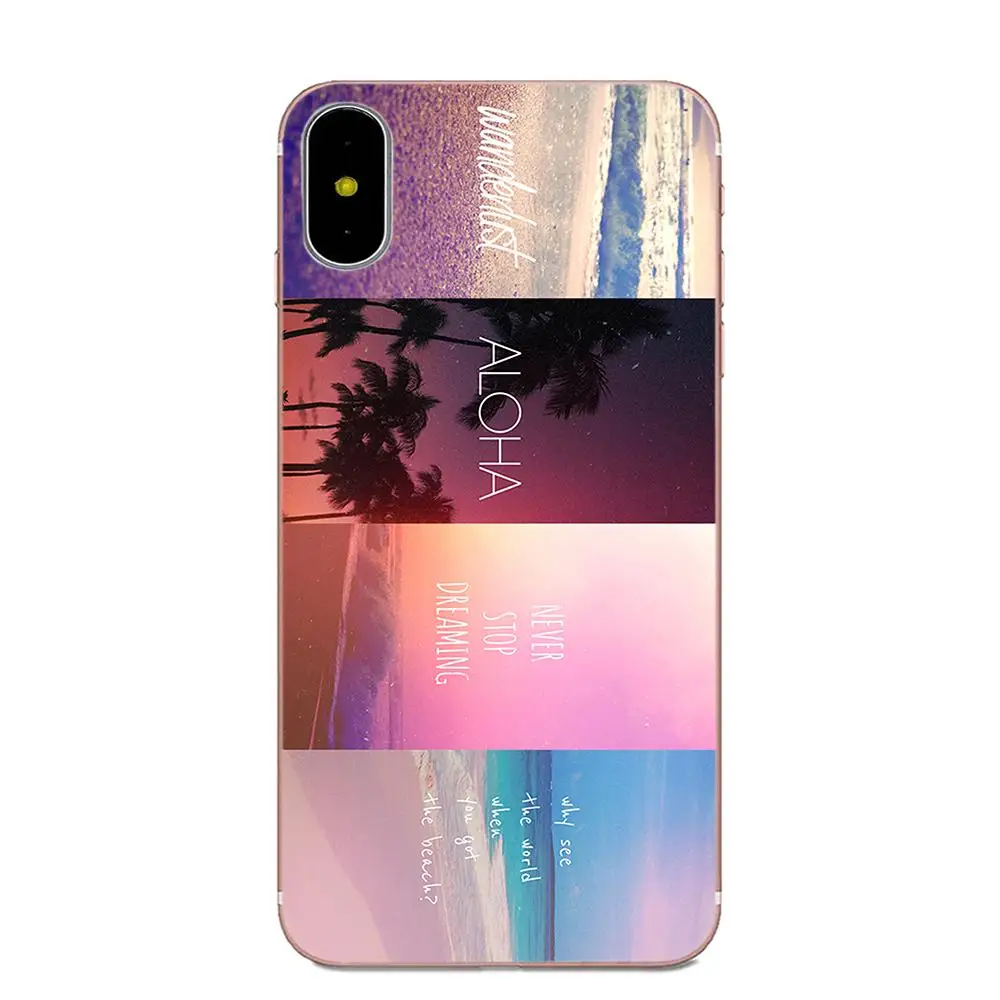 В гавайском стиле с изображением пальм для Apple iPhone 4 4S 5 5C 5S SE 6 S 7 8 Plus X XS Max XR ТПУ