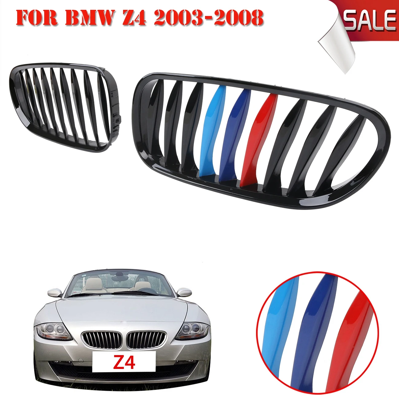 

Gloss Black M color Front Kidney Grille Grill For BMW E85 E86 Z4 2003-2008 Convertible Coupe Car Lattice # CASE